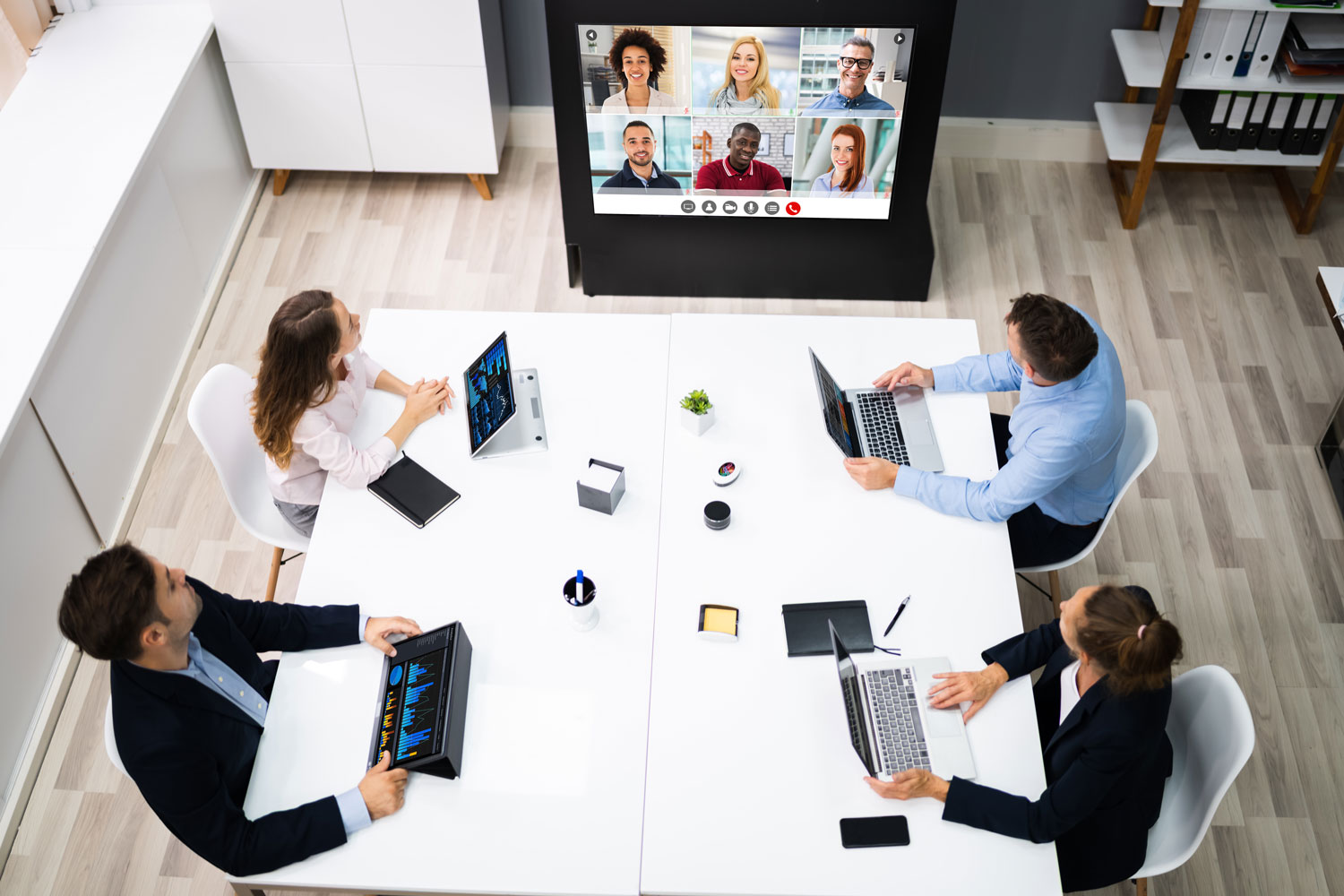 Team in video conference meeting