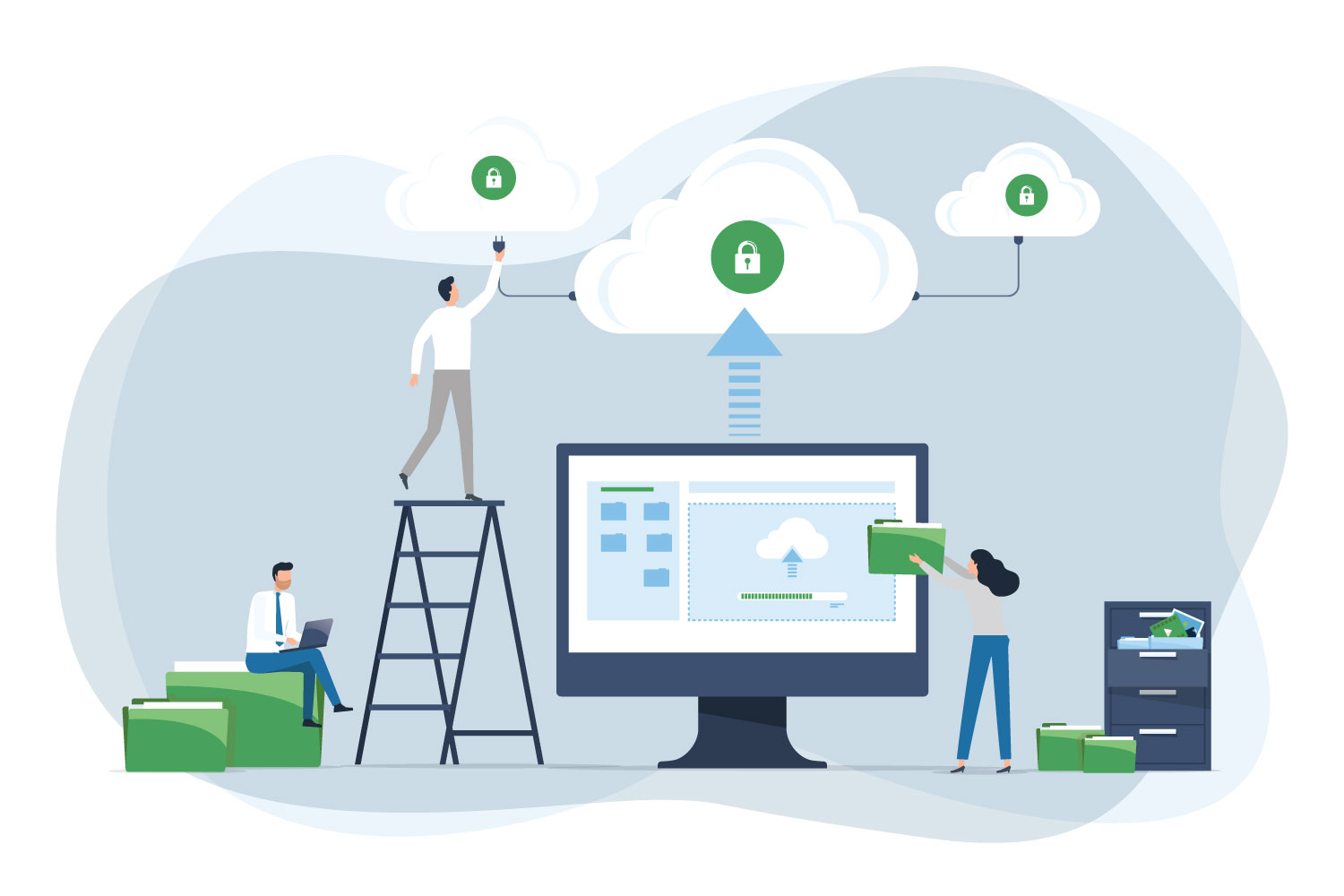 Graphic of cloud communications and security