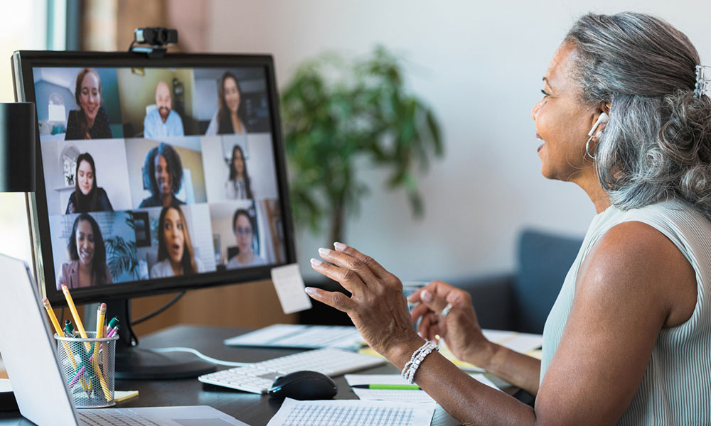 Financial staff on video call