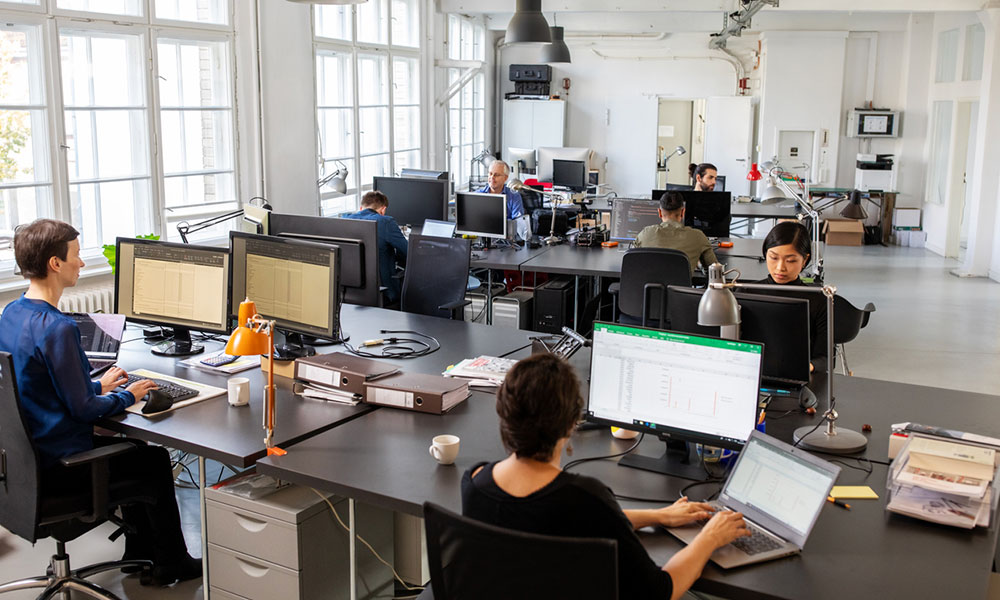 Inside of office with workers