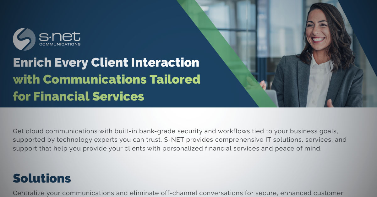 S-NET Financial Services business technology solutions