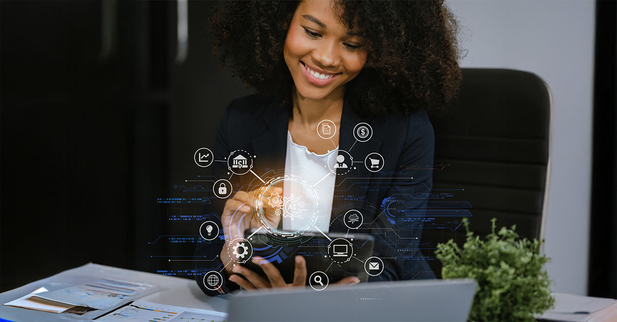 Office worker uses Contact Center AI to enhance their customer experience.