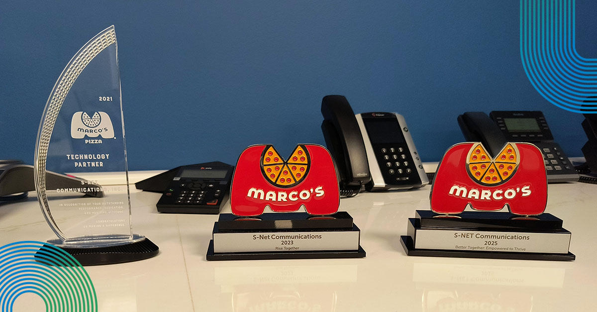 S-NET Honored with Marco’s Pizza Technology Partner Award for Third Consecutive Year